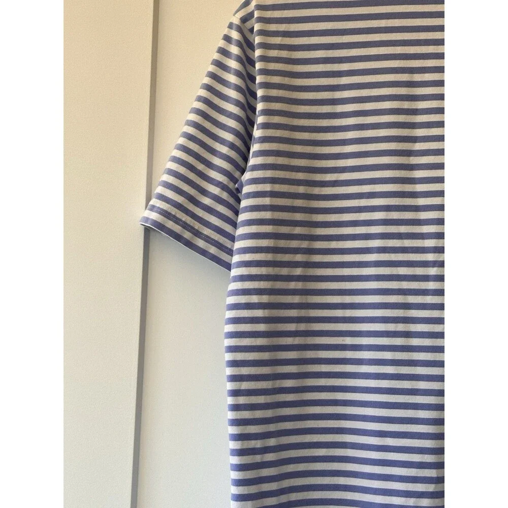 Peter Millar Youth XL Seaside Wash Blue and White Stripe Classic Polo Shirt 2016